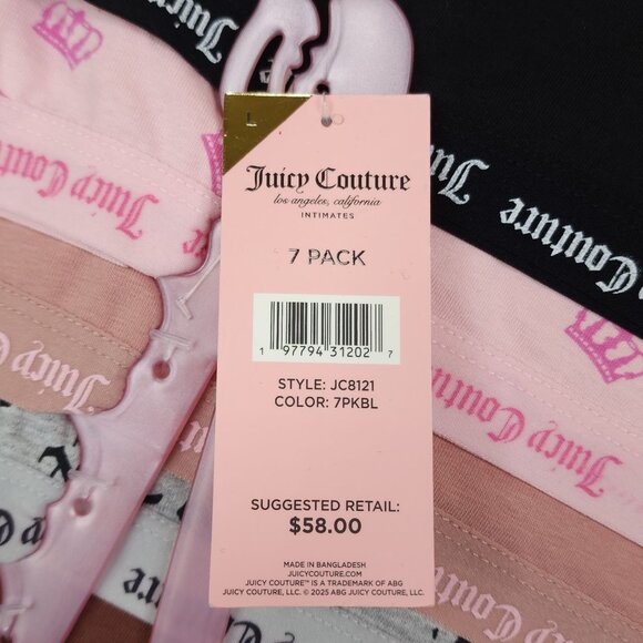 Juicy Couture Womens 7 Pk Bikini Cheeky Panties Intimates Assorted Colors Size L - Picture 5 of 14